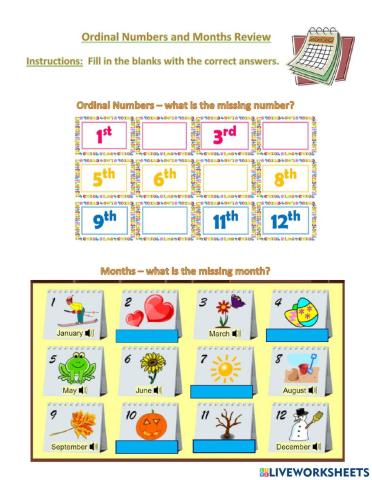 Ordinal Numbers and Months