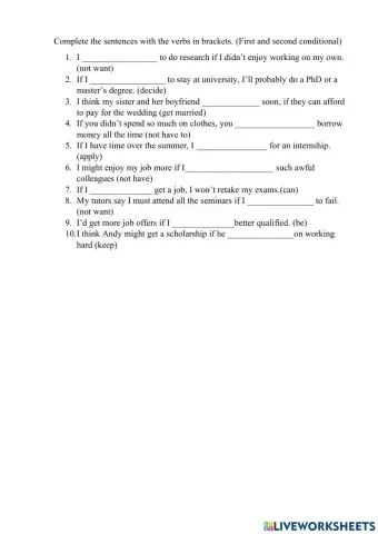 First and second conditional sentences