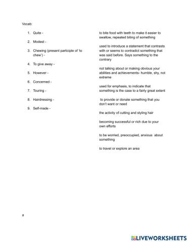 Vocab from Billionaire Lifestyle Reading