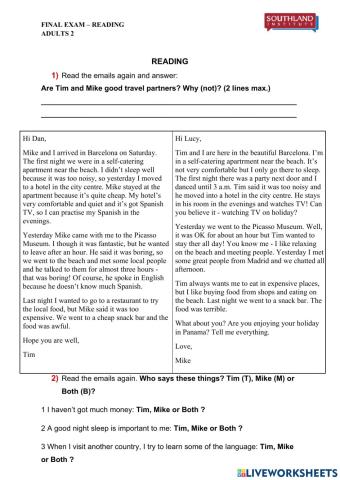 Adults 2 - Reading - Final Exam - 2023