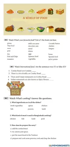 Advanced 2 - Video Worksheet - A World of Food