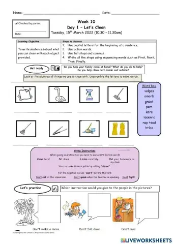 Week 10 - Let's Clean Day 1