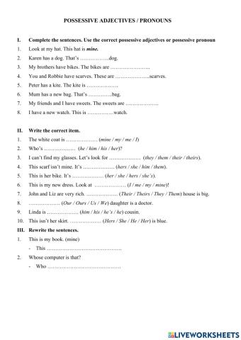 E6 - Unit 9 - Possessive mini test