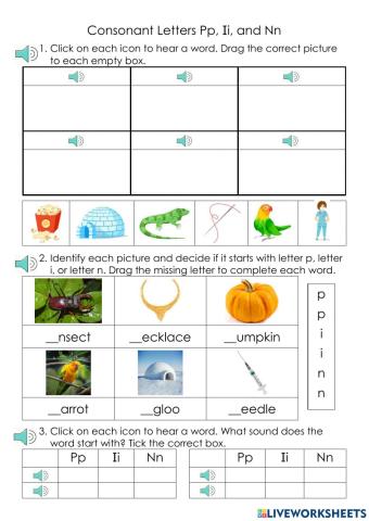 Consonant Letters Pp, Ii, and Nn
