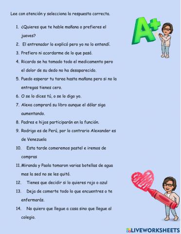 Oraciones coordinadas