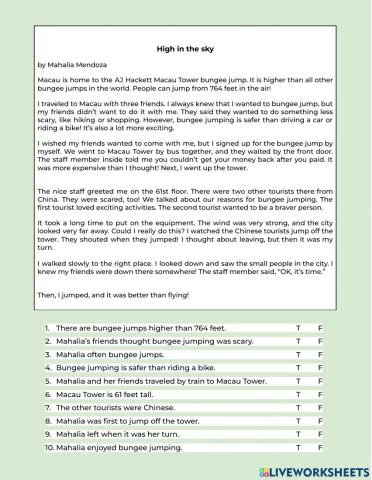 Reading comprehension a1