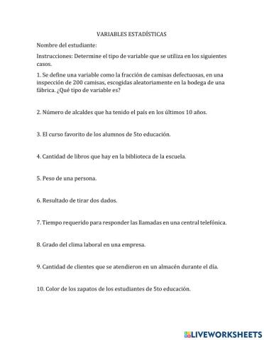 Variables Estadísticas