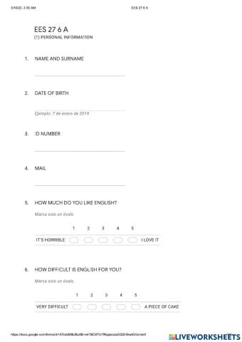 Personal information