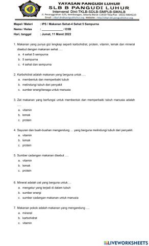 Latihan IPS-Makanan dan Minuman Sehat (bacaan 5)