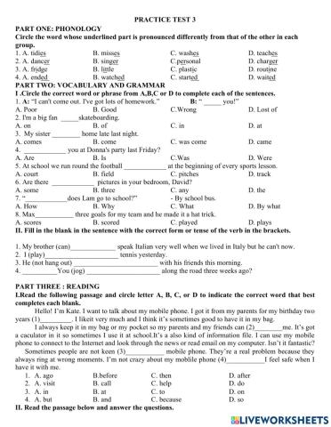 GRADE 6-PRACTICE TEST 3- FOR 2ND MID-TERM TEST