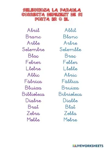 Paraules amb br i bl