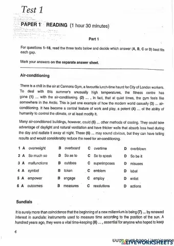E9 - FT - NC - CPE 2 - Test 1 - Reading Part 1