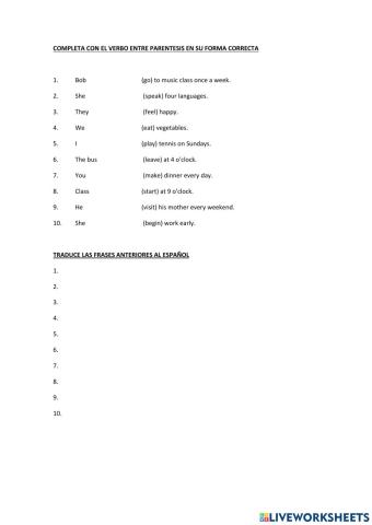 Traduccin presente simple