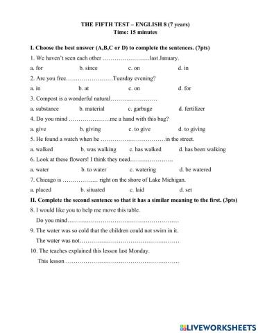 Kiểm tra 15 phút lần 5 anh 8 cũ