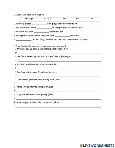 And, But, Because, Although, So