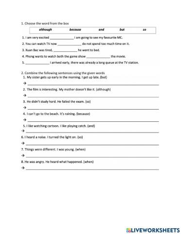 And, But, Because, Although, So