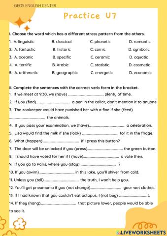 Worksheet Unit 7-Grade 8