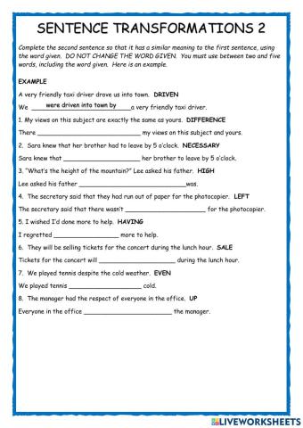 Sentence Transformations 2 FCE