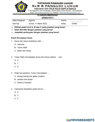 Ulangan Agama 1 (Kisah Penciptaan dan Adam-Hawa)