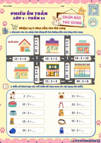 Lớp 2 - Toán - Tuần 22 - Đề 1