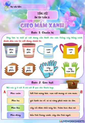 Lớp 2 - Tiếng việt - Tuần 21 - Đề 2