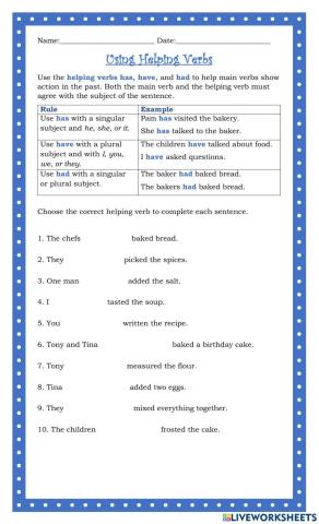 Using Helping Verbs Has Have and Had