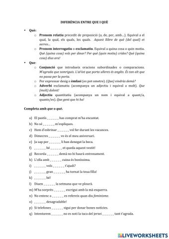 Diferència que-què