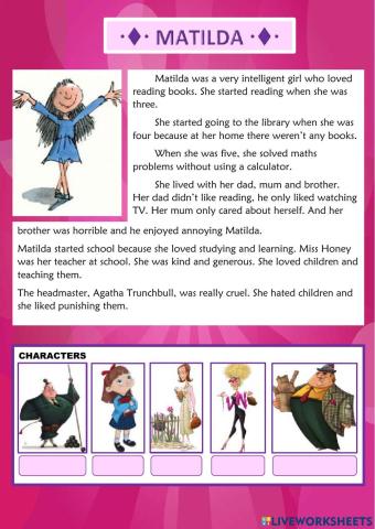 Matilda read. Matilda Worksheets. Matilda book in English. Matilda 2022 Worksheet.