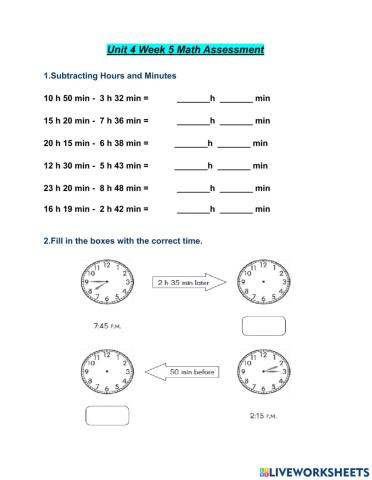 Unit 4 Week 5 Math Assessment