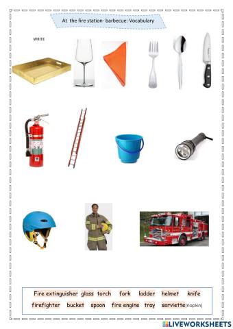 Fire station - barbacue: vocabulary