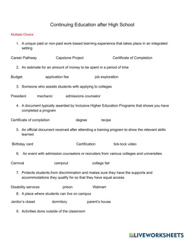 Post secondary education