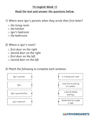 DIS Y4  English W11 Comprehension