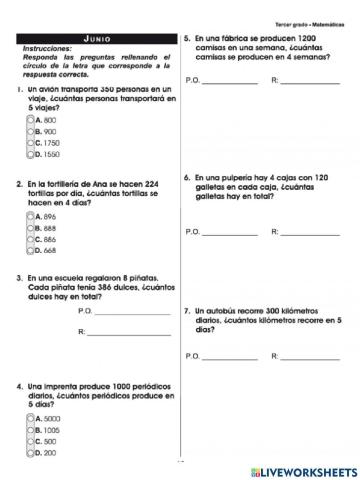 Prueba Formativa Matematicas Junio