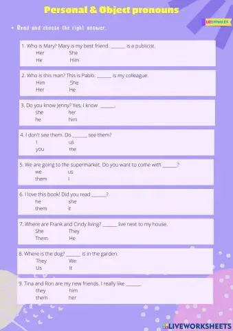 Personal & Object pronouns