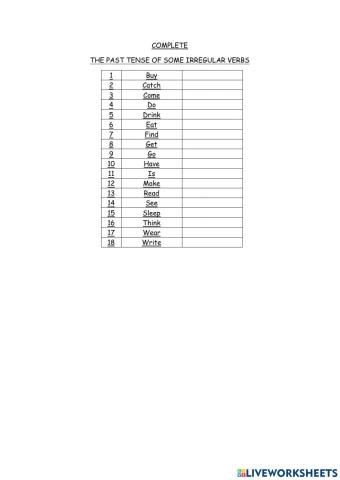 Some Irregular verbs
