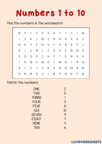 Numbers 1 to 10