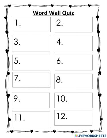 Word Wall Quiz 3
