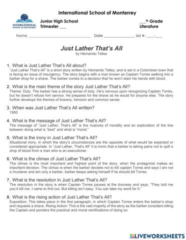 9-Just Lather fill in the blanks