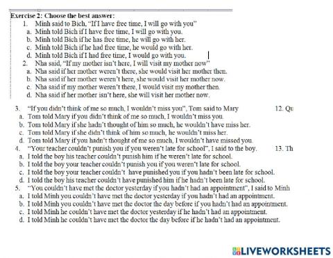 Reported speech with if
