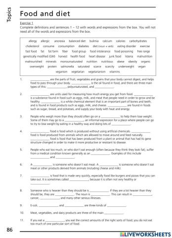 TOEFL vocabulary Food & Diet