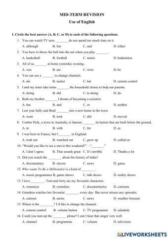 E6 - 2nd Midterm revision - Use of English