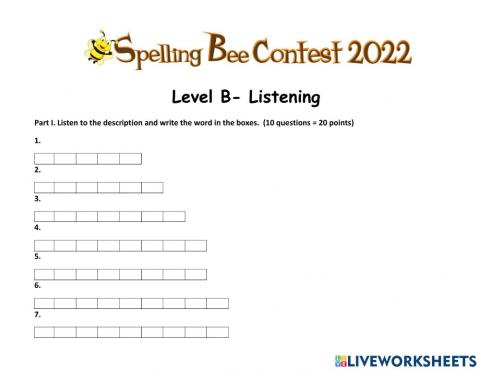 Spelling Bee Contest 2022 Mock Test