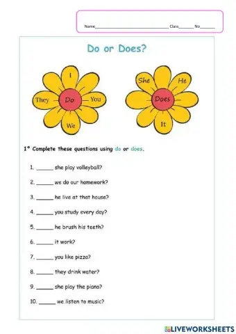 Worksheet Do-Does
