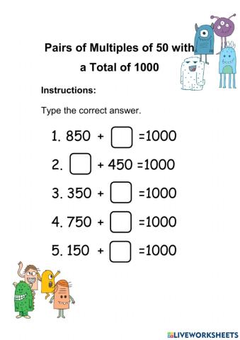 Pairs of Multiples of 50 with a Total of 1000