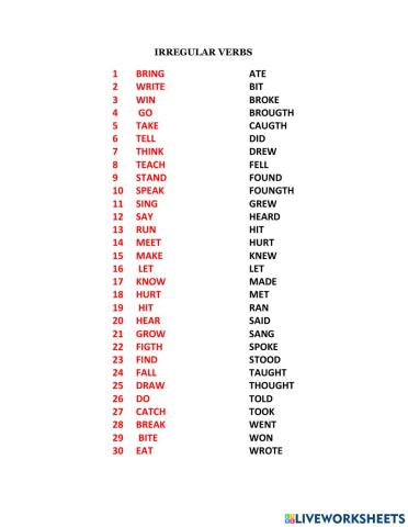 Irregular Verbs