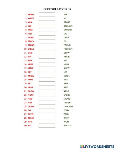 Irregular verbs