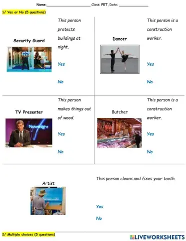 PET - Job Vocabulary