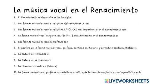 La música vocal en el renacimiento