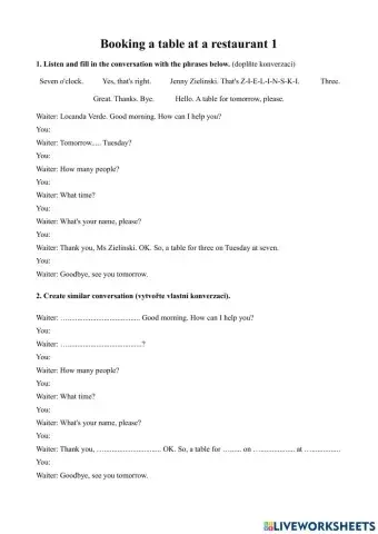 Booking a table at a restaurant