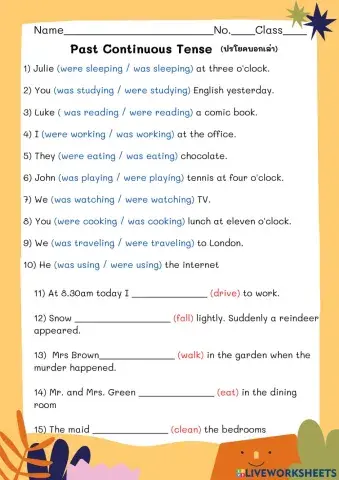 Past continuous (affirmative)